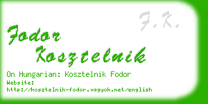 fodor kosztelnik business card